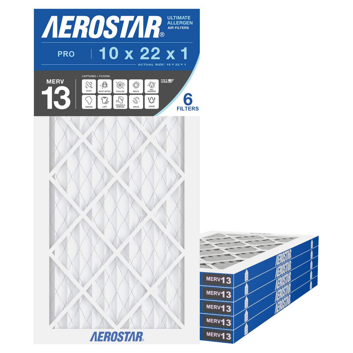 Aerostar 10x22x1 air filter — type shown; confirm exact size in title