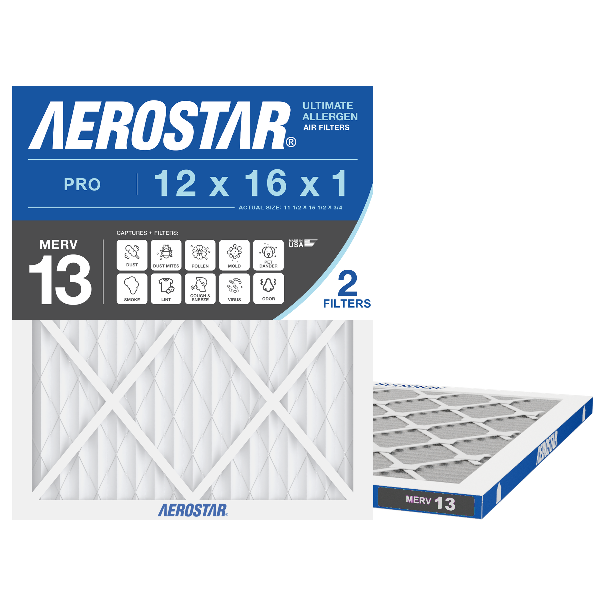 Aerostar 12x16x1 air filter — type shown; confirm exact size in title