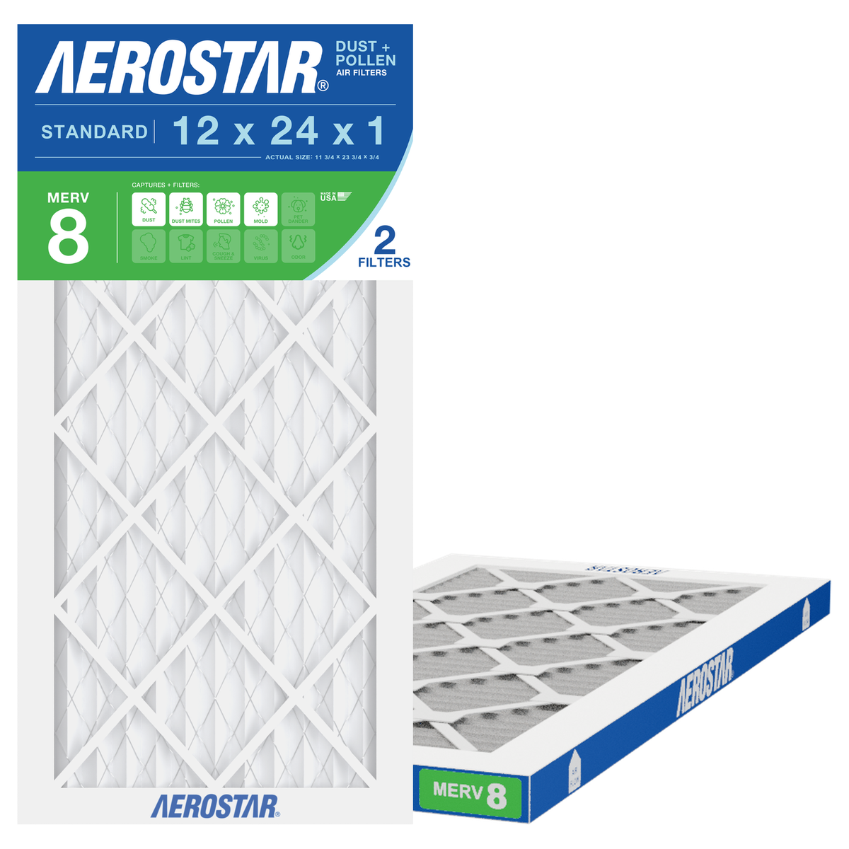 Aerostar 12x24x1 air filter — type shown; confirm exact size in title