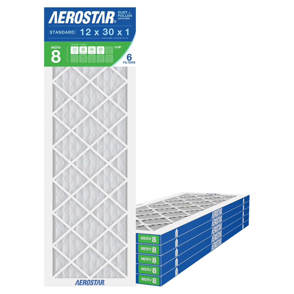 Aerostar 12x30x1 air filter — type shown; confirm exact size in title