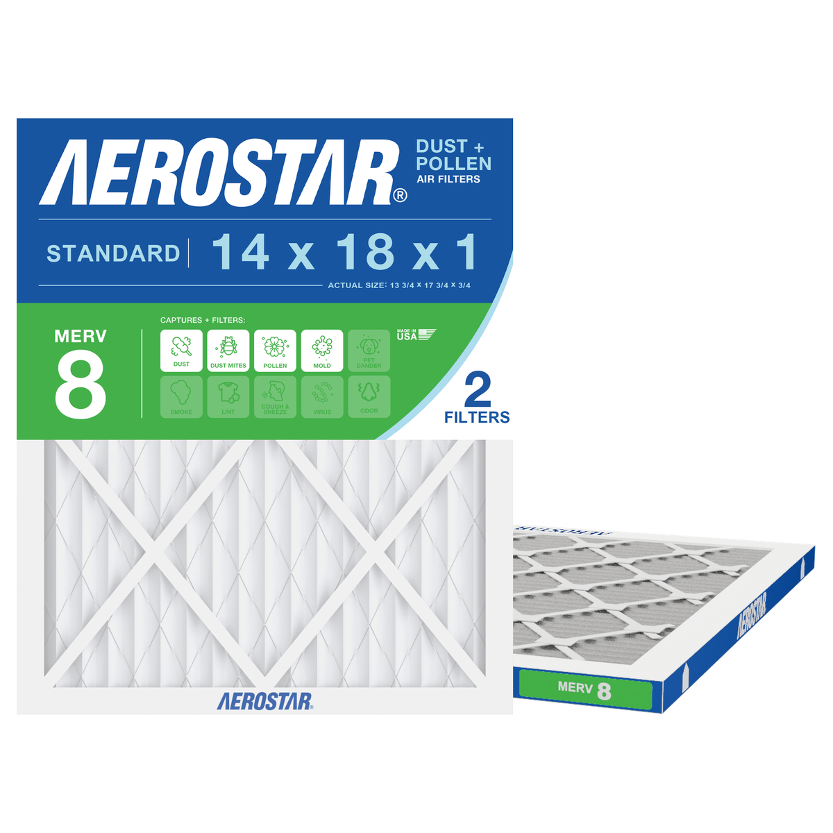 Aerostar 14x18x1 air filter — type shown; confirm exact size in title