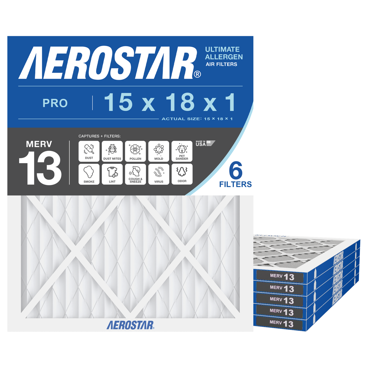 Aerostar 15x18x1 air filter — type shown; confirm exact size in title