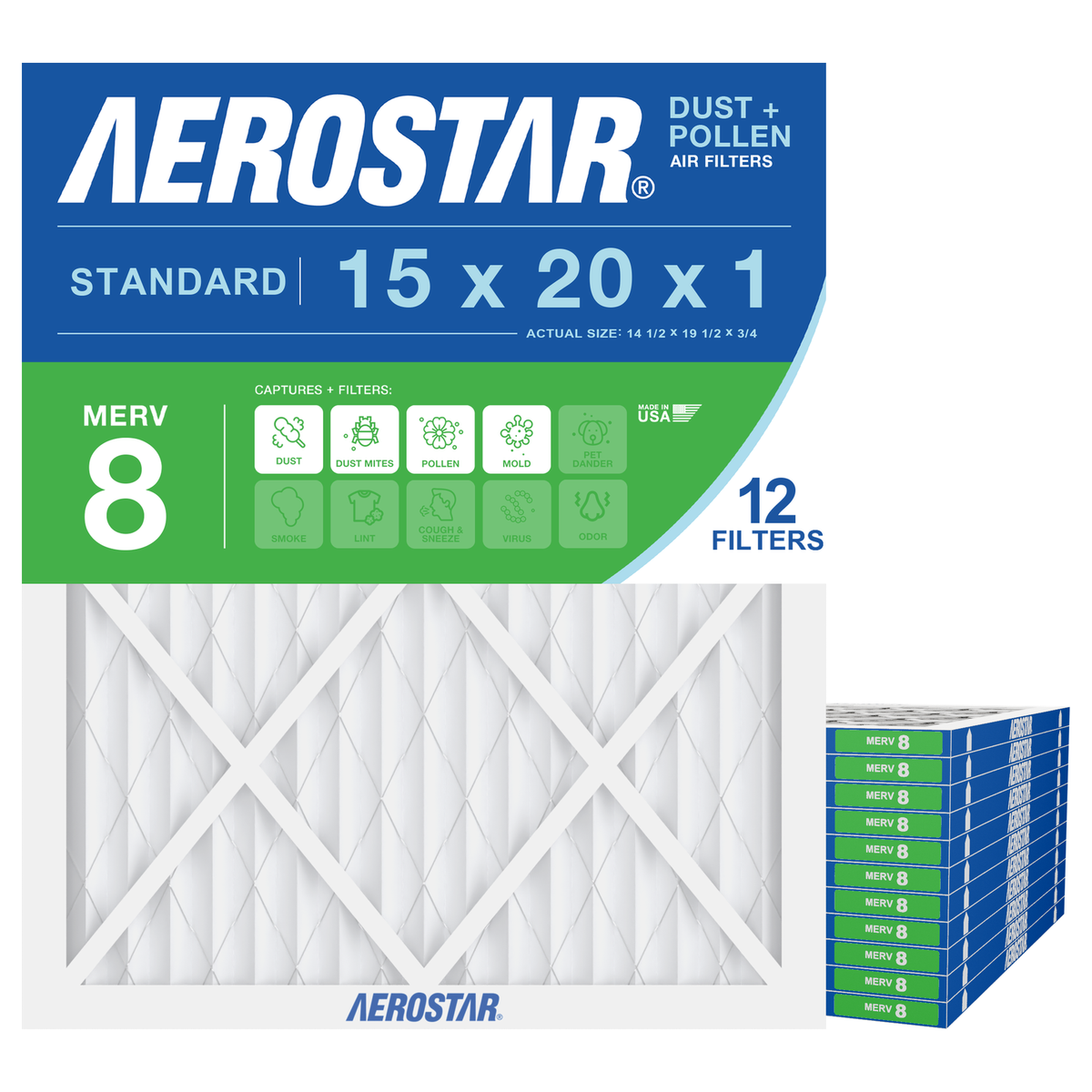Aerostar 15x20x1 air filter — type shown; confirm exact size in title