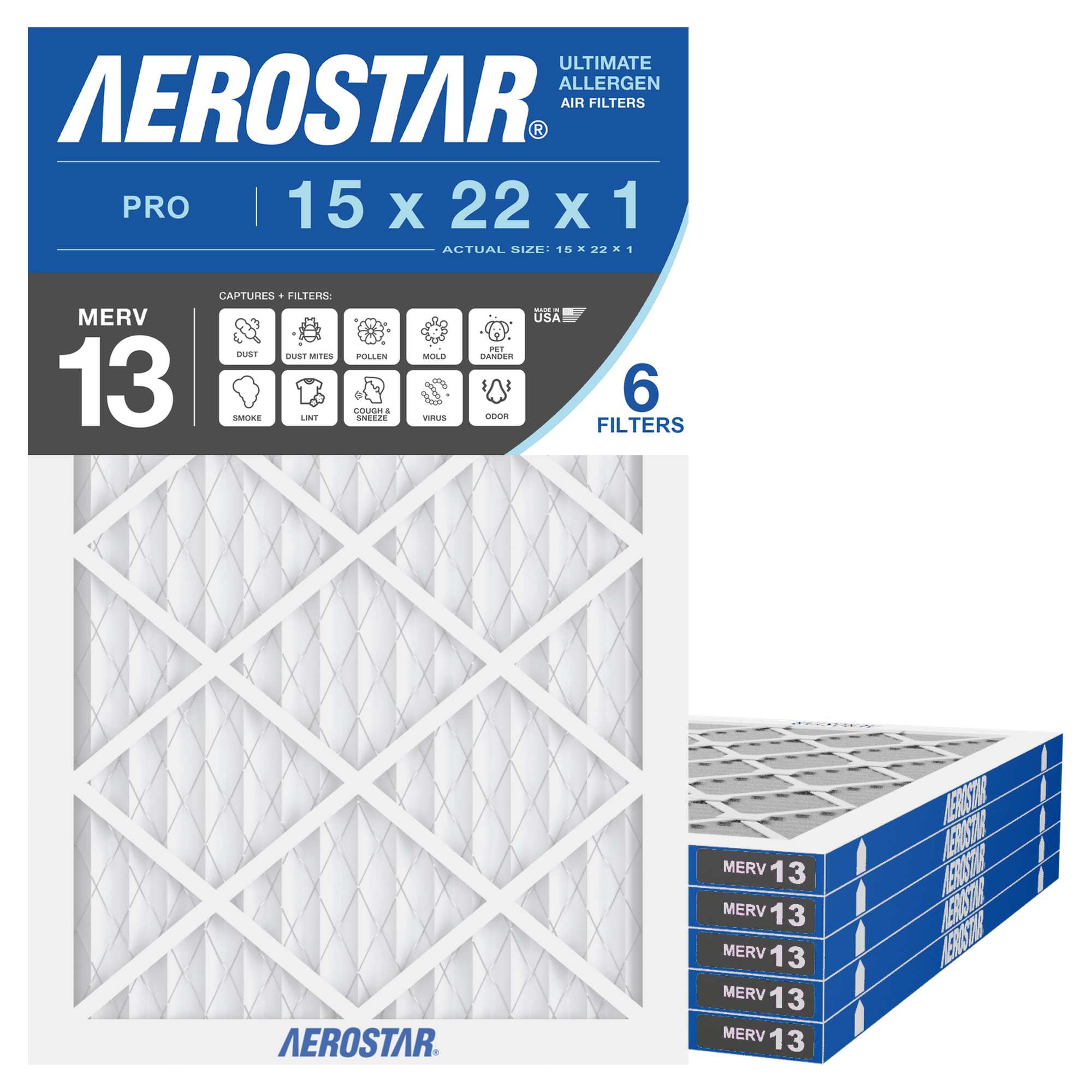 Aerostar 15x22x1 air filter — type shown; confirm exact size in title