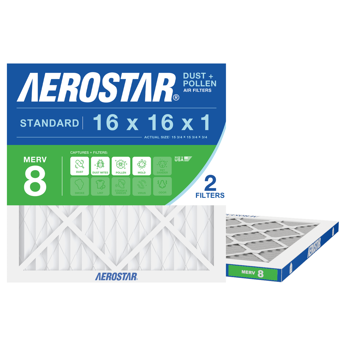 Aerostar 15x16x1 air filter — type shown; confirm exact size in title