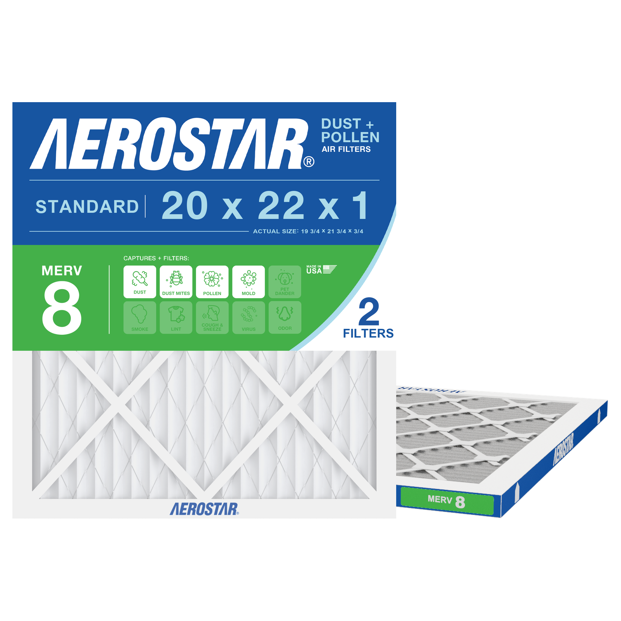 Aerostar 20x22x1 air filter — type shown; confirm exact size in title